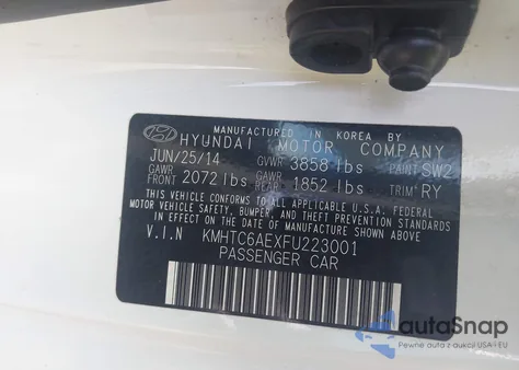 2015 Hyundai Veloster Turbo z USA, uszkodzony, nr VIN KMHTC6AEXFU223001